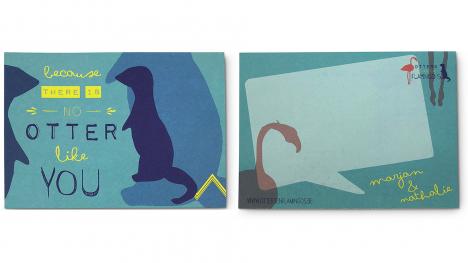 Postkaart Otters & Flamingo's Postkaart Otters & Flamingo's